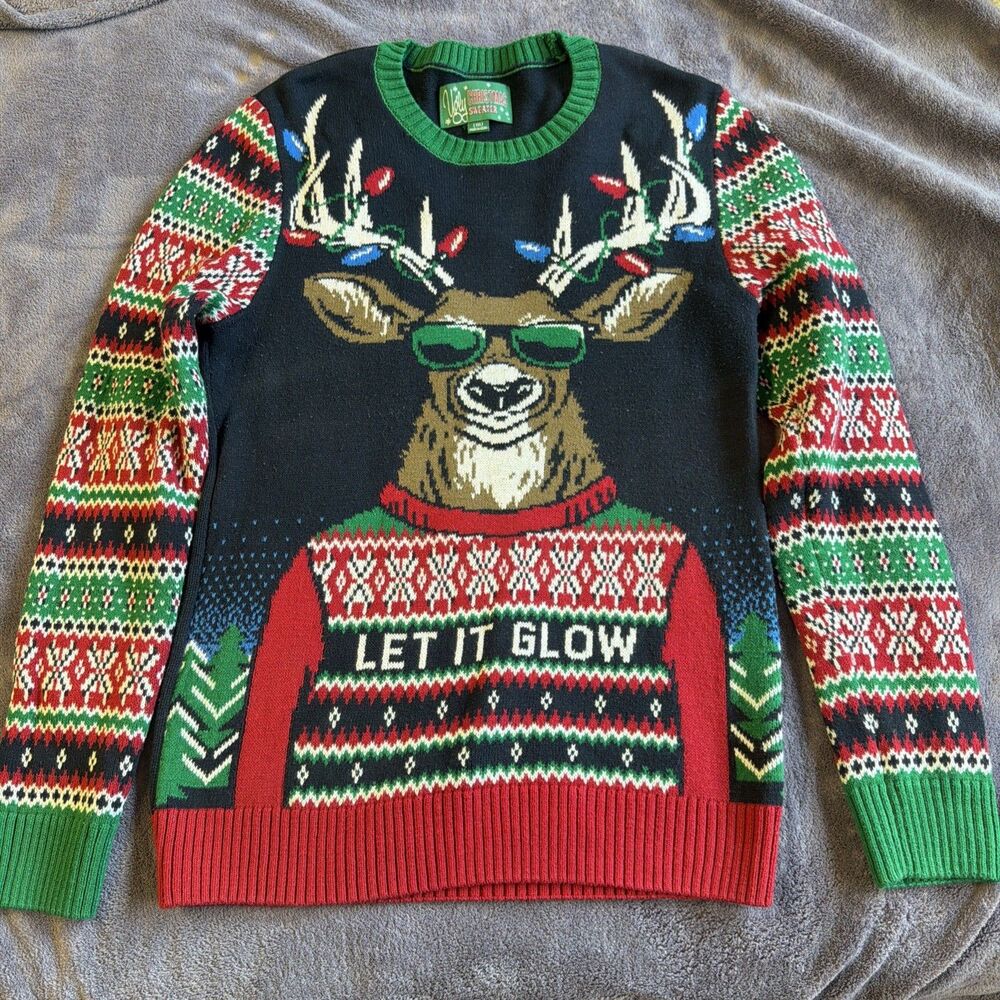 Ugly Holiday Sweater Black Ugly Christmas Holiday Sweater Reindeer Size m